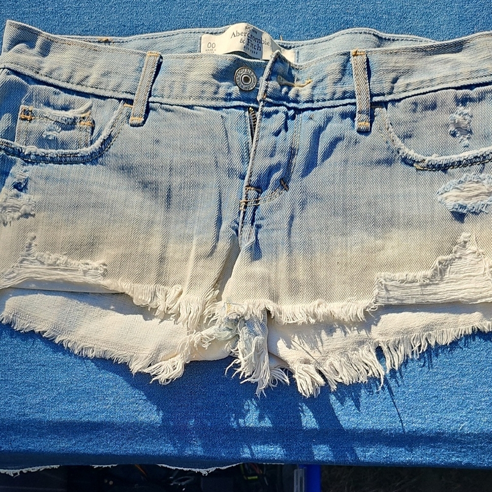 Abercrombie & Fitch Light Blue Distressed Jean Shorts